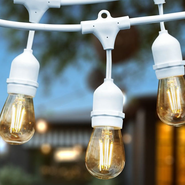 Kabel mit Pendel 5M mit 10 Fassungen E27, Weißes Kabel, Verbindbar max. 1000W, für Außen