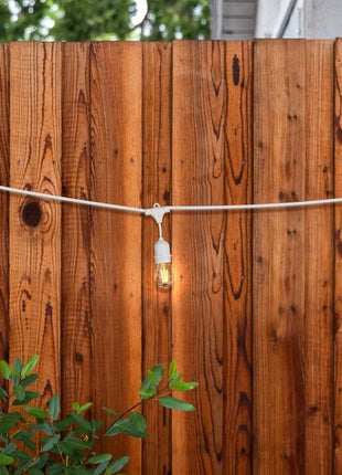 Kabel mit Pendel 15M mit 15 Fassungen E27, Weißes Kabel, Verbindbar max. 1000W, für Außen