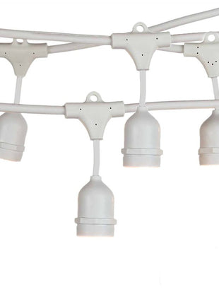 Kabel mit Pendel 15M mit 15 Fassungen E27, Weißes Kabel, Verbindbar max. 1000W, für Außen