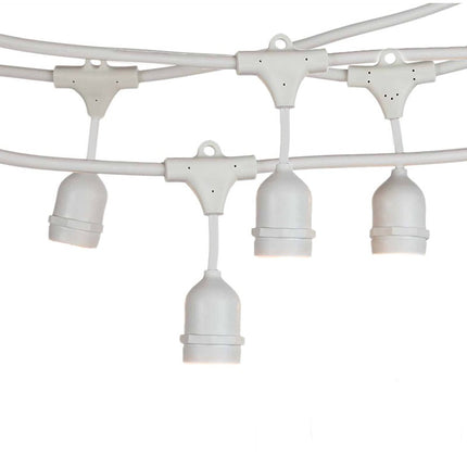Kabel mit Pendel 5M mit 10 Fassungen E27, Weißes Kabel, Verbindbar max. 1000W, für Außen