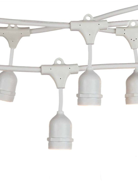 Kabel mit Pendel 5M mit 10 Fassungen E27, Weißes Kabel, Verbindbar max. 1000W, für Außen