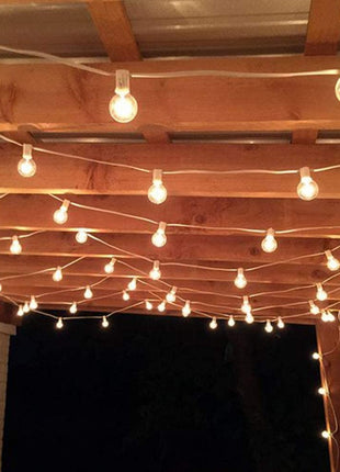 Kabel 7,5M mit 25 Fassung E12, Weißes Kabel, Verbindbar max. 700W, für Außen