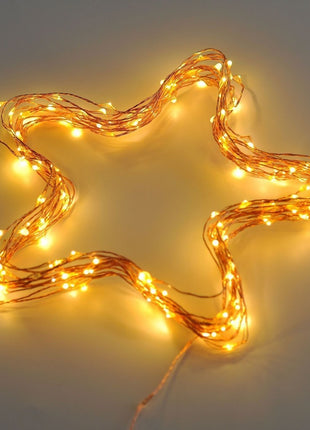 Kupferdraht Lichterkette 50M mit 500 LEDs, 8 Programmen mit Transformator und Fernbedienung, Warm Licht, für Außen