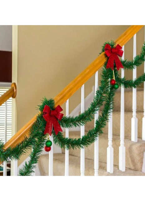 Weihnachtsgirlande 5M Tannengirlande mit 100 Mini-LEDs, Warm Licht, mit Batterien, für Außen