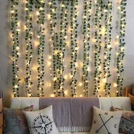 Lichterkette 3M Künstliche Efeugirlande mit 30 Mini-LEDs, Warm Licht mit Batterien im Lieferumfang