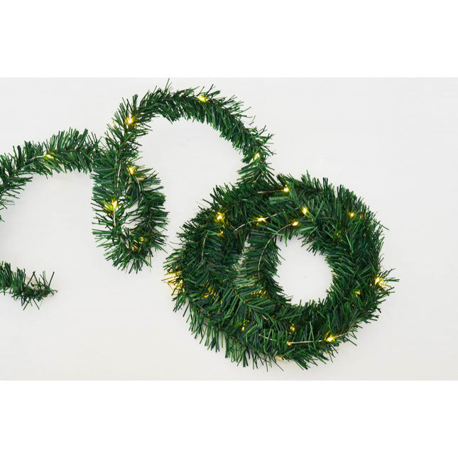 Künstliche Tannengirlande 3M mit 30 Mini-LEDs, Warm Licht, Batteriebetriben