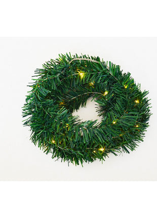 Künstliche Tannengirlande 3M mit 30 Mini-LEDs, Warm Licht, Batteriebetriben