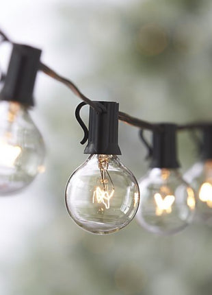 Lichterkette 9M mit 30 + 3 Geschenke Glühlampen Filament E12, 7W, Schwarzes Kabel, für Außen