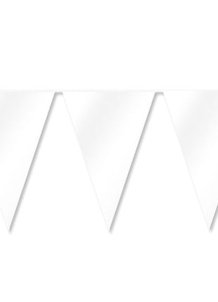 5M Wimpelkette mit 15 Stück Weißen Stofffahnen, für Außen