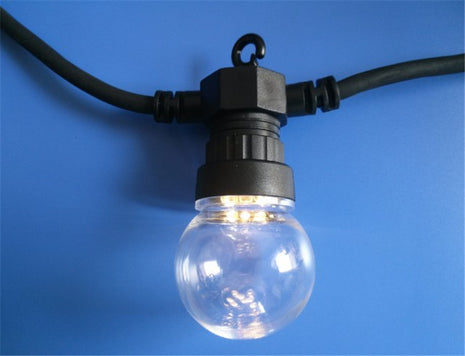 Lichterkette 10M mit 20 Klares LEDs, Schwarzes Kabel, Warmes Licht, Verbindbar 50M, für Außen