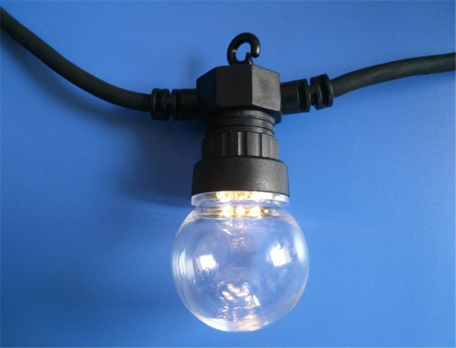 Lichterkette 10M mit 20 Klares LEDs, Schwarzes Kabel, Warmes Licht, Verbindbar 50M, für Außen