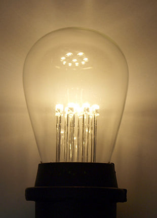 Lichterkette 10M mit Klar 20 Birnen mit 9 LEDs, E27 1W, Dimmbar, Schwarzes Flachkabel/Rundkabel, Warm Licht, Verbindbar 500M, für Außen