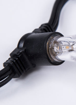 Lichterkette 5M mit 20 LED-Birnen E14, Schwarzes Kabel, Warm Licht, Verbindbar 50M, für Außen