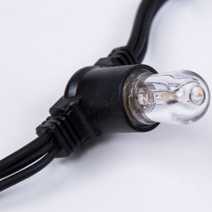 Lichterkette 5M mit 20 LED-Birnen E14, Schwarzes Kabel, Warm Licht, Verbindbar 50M, für Außen