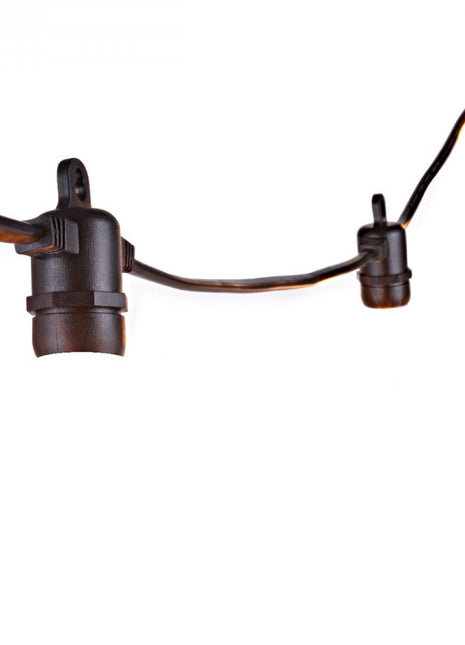 Kabel 10M mit 20 Fassungen E14, Schwarzes Kabel, Verbindbar max. 2500W, für Außen