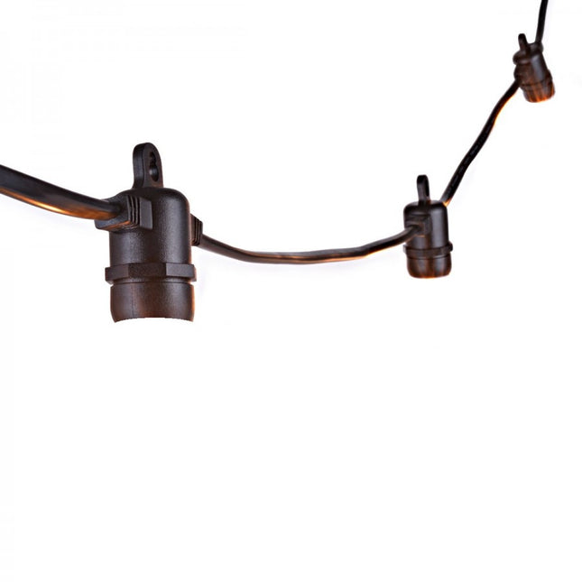 Kabel 10M mit 20 Fassungen E14, Schwarzes Kabel, Verbindbar max. 2500W, für Außen