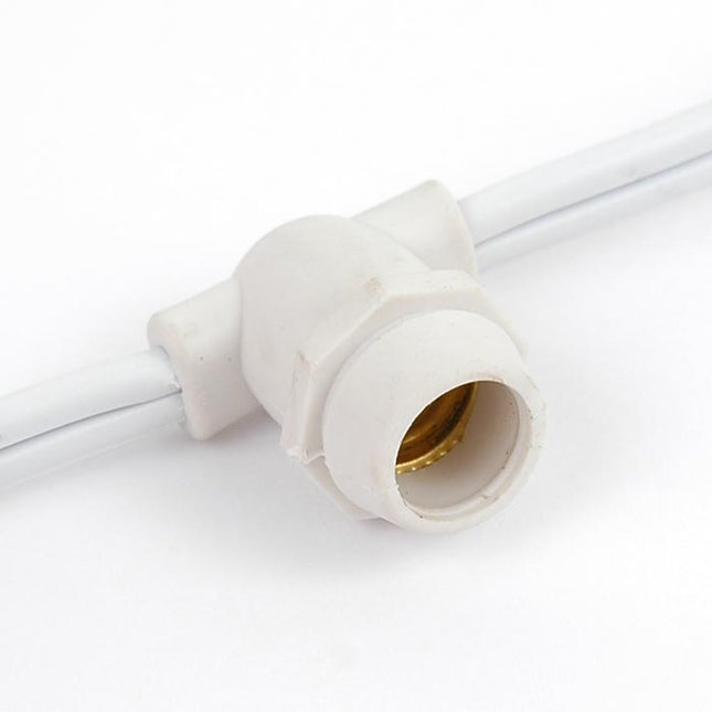 Kabel 5M mit 10 Fassungen E27, Weißes Kabel, Verbindbar max. 2000W, für Außen