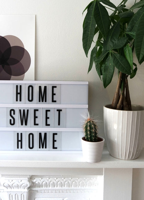 Leuchtkasten Kino Vintage mit 85 Buchstaben, Zahlen und Symbole, Größe A4, Batteriebetrieben, USB-Anschlusskabel