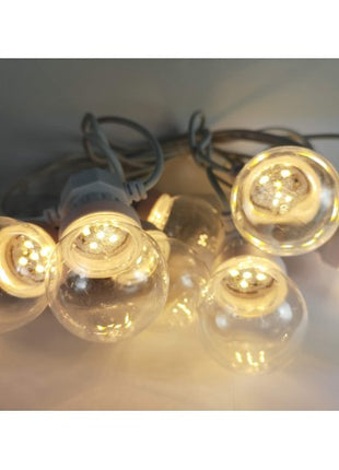 Lichterkette 5M mit 10 Klar LED-Lampen, Weißes Kabel, Natürliche Licht, Verbindbar 30M, für Außen