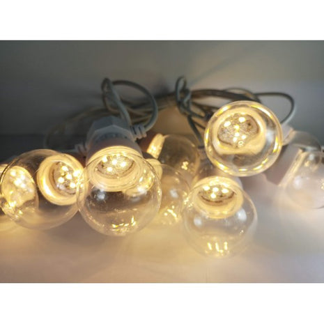 Lichterkette 5M mit 10 Klar LED-Lampen, Weißes Kabel, Natürliche Licht, Verbindbar 30M, für Außen