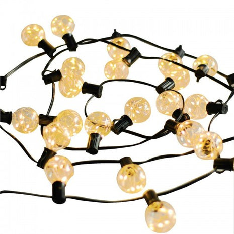 Lichterkette 3,5M mit 12 LED-Lampen E12, Schwarzes Kabel, Verbindbar 14M, für Außen