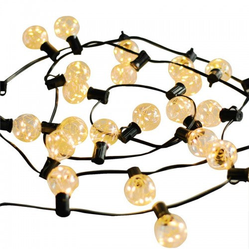 Lichterkette 3,5M mit 12 LED-Lampen E12, Schwarzes Kabel, Verbindbar 14M, für Außen