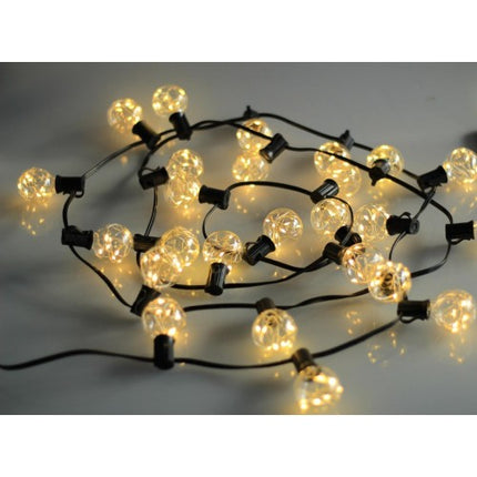 Lichterkette 8,7M mit 30 LED Lampen + 3 Geschenk, E12, Schwarzes Kabel, Warm Licht, für Außen