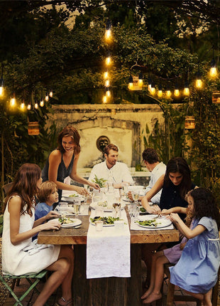 Lichterkette mit Pendel 10M mit 20 Birnen mit 9 LEDs, E27, 1W, Kunststoff, Schwarzes Kabel, Verbindbar 500M, für Außen