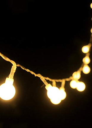 Lichterkette 4M mit 40 Kügelchen-LEDs, Durchsichtig Kabel, Warm Licht, Batteriebetrieb, für Außen