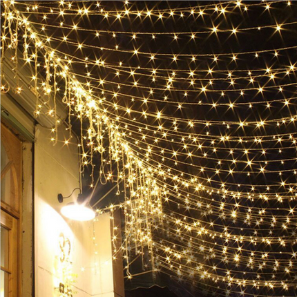 Deko Lichterkette 50M mit 400 Mini-LEDs, Durchsichtig Kabel, Warm Licht, für Außen