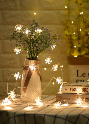 Dekorative Lichterkette 20M mit 200 Schneeflocken-LEDs, Warm Licht, Verbindbar 80M, Für Außen