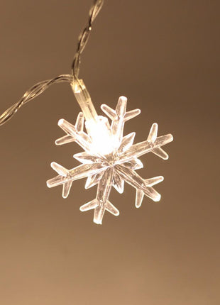 Dekorative Lichterkette 20M mit 200 Schneeflocken-LEDs, Warm Licht, Verbindbar 80M, Für Außen