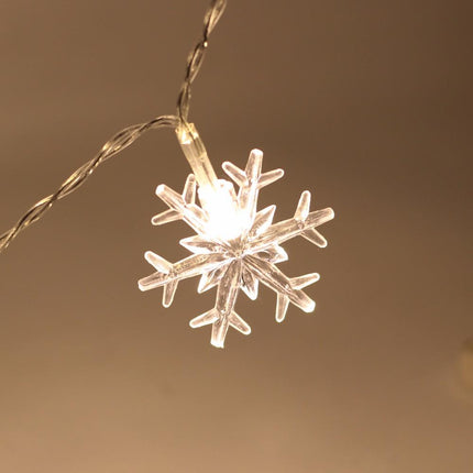 Dekorative Lichterkette 50M mit 400 Schneeflocken-LEDs, Durchsichtig Kabel, Strombetrieben, Warm Licht, Für Außen