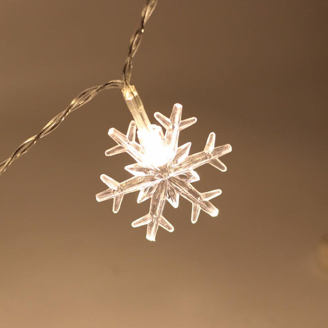 Dekorative Lichterkette 50M mit 400 Schneeflocken-LEDs, Durchsichtig Kabel, Strombetrieben, Warm Licht, Für Außen
