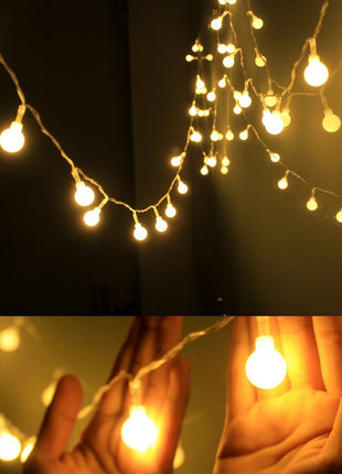 Lichterkette 4M mit 40 Kügelchen-LEDs, Durchsichtig Kabel, Warm Licht, Batteriebetrieb, für Außen