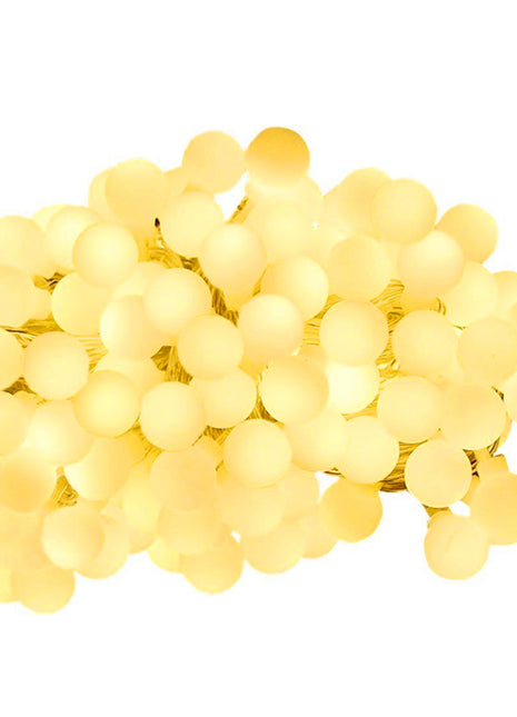 Lichterkette 4M mit 40 Kügelchen-LEDs, Durchsichtig Kabel, Warm Licht, Batteriebetrieb, für Außen