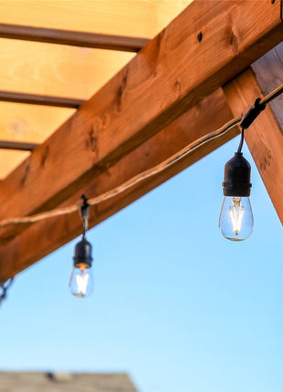 Lichterkette 10M mit Pendel mit 20 Birnen-LEDs, E27, 4W, Schwarzes Kabel, Verbindbar 120M, für Außen