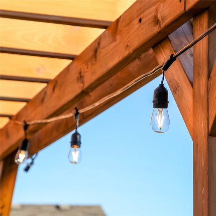 Lichterkette 10M mit Pendel mit 20 Birnen-LEDs, E27, 4W, Schwarzes Kabel, Verbindbar 120M, für Außen