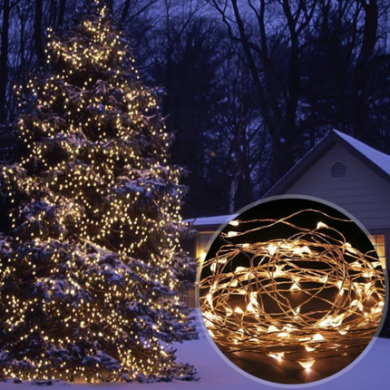 Silberdraht Lichterkette 5M mit 50 LEDs RGB, 13 Farben mit Fernbedienung und Batteriebetrieb, Warm Licht, für Außen