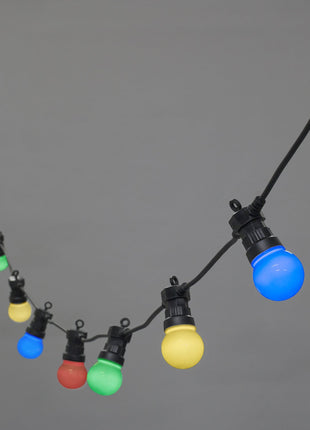 Lichterkette 5M mit 10 Mehrfarbige LED-Lampen, Schwarzes Kabel, Warm Licht, Verbindbar 30M, für Außen