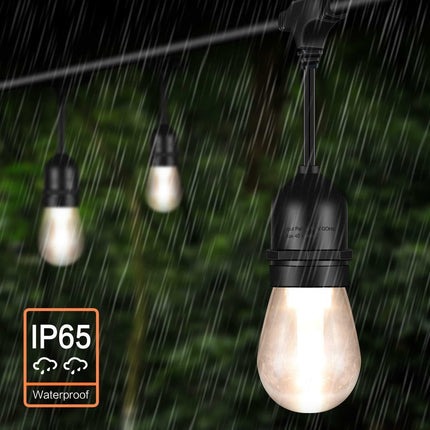 Lichterkette 10M mit 20 Pendel LED-Birnen, E27, 2W, Kunststoff, Dimmbar, Schwarzes Kabel, Verbindbar 250M, für Außen