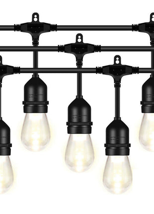 Lichterkette 10M mit 20 Pendel LED-Birnen, E27, 2W, Kunststoff, Dimmbar, Schwarzes Kabel, Verbindbar 250M, für Außen