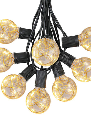 Lichterkette 8,7M mit 30 LED Lampen + 3 Geschenk, E12, Schwarzes Kabel, Warm Licht, für Außen