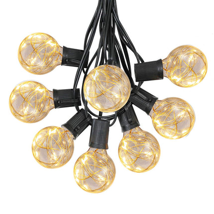 Lichterkette 8,7M mit 30 LED Lampen + 3 Geschenk, E12, Schwarzes Kabel, Warm Licht, für Außen