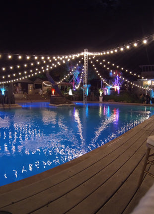 Lichterkette zu vermieten 10M mit 20 Klar Glühlampen-LEDs, Schwarzes Kabel, Warm Licht, Verbindbar 50M, für Außen