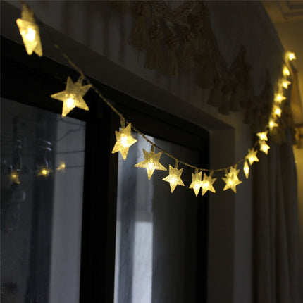 Dekorative Lichterkette 30M mit 300 Sternen mit LEDs, Warm Licht, Für Außen