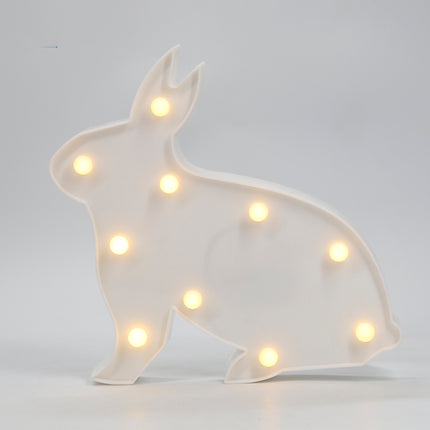 Kaninchen Volumetrische Förmchen weiß mit 10 LEDs, Batteriebetrieb