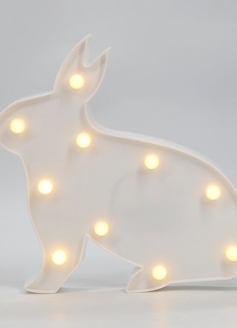 Kaninchen Volumetrische Förmchen weiß mit 10 LEDs, Batteriebetrieb