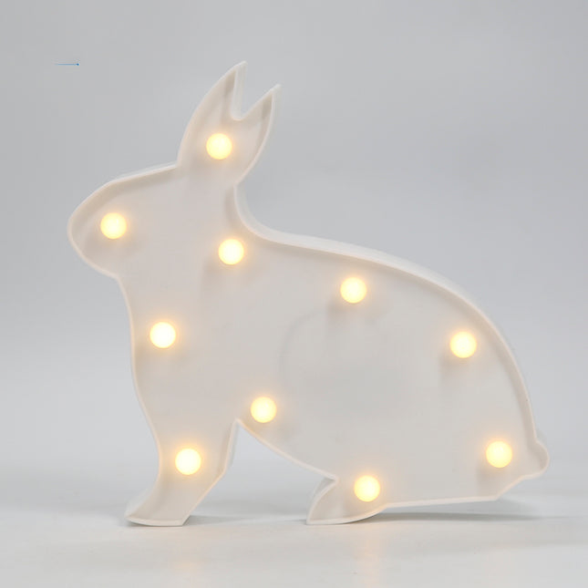 Kaninchen Volumetrische Förmchen weiß mit 10 LEDs, Batteriebetrieb