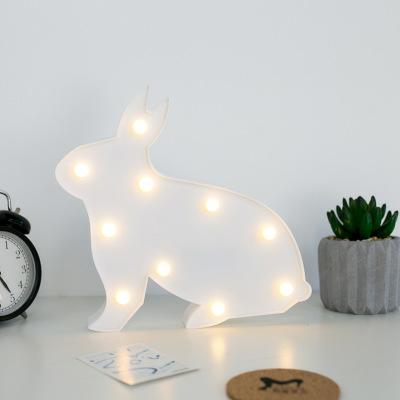 Kaninchen Volumetrische Förmchen weiß mit 10 LEDs, Batteriebetrieb